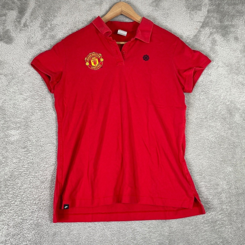 Manchester United Polo Shirt Womens XL Red Nike Vintage Y2K Soccer Sportswear